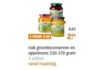 hak groenteconserven en appelmoes