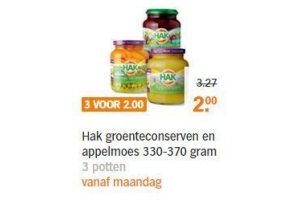 hak groenteconserven en appelmoes
