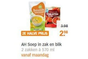 ah soep in zak en blik