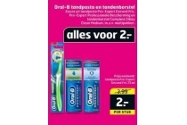 oral b tandpasta en tandenborstel