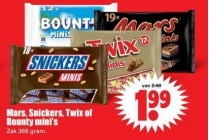 mars snickers twix of bounty mini s