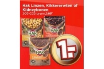 hak linzen kikkererwten of kidneybonen