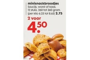 minisnackbroodjes saucijs worst of kaas 12 stuks