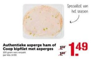 authentieke asperge ham of coop kipfilet met asperges