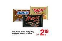 mini mars twix milky way snickers bounty of m en m