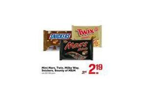 mini mars twix milky way snickers bounty of m en m
