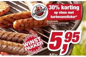 30 korting op vlees met barbequesticker
