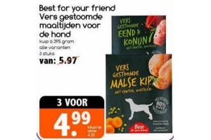 best for your friend vers gestoomde maaltijden voor de hond