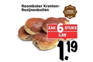 roomboter krentenrozijnenbollen
