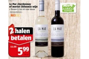 la mar chardonnay of merlot chileense wijn 3 flessen voor eur5 99