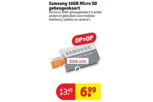 samsung 16gb micro sd geheugenkaart