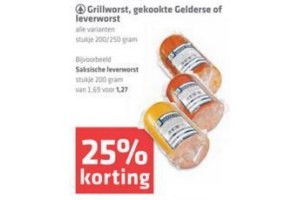 grillworst gekookte gelderse of leverworst
