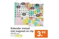 kalender metaal met magneet en clip