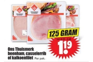 ons thuismerk beenham casselerrib of kalkoenfilet