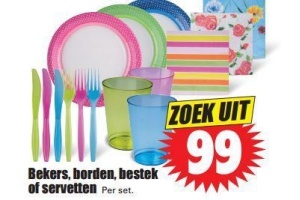 bekers borden bestek of servetten