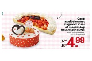 coop aardbeien met slagroom vlaai of moederdag bavaroise taartje