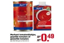 markant tomatenblokjes gepelde tomaten of gezeefde tomaten