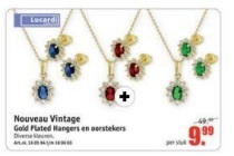 nouveau vintage gold plated hangers en oorstekers voor eur9 99