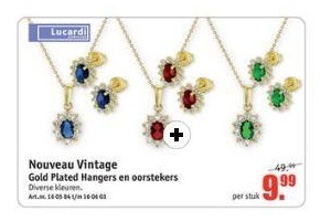 nouveau vintage gold plated hangers en oorstekers voor eur9 99