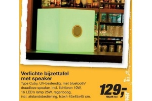 verlichte bijzettafel met speaker