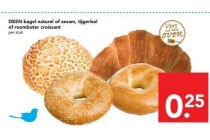 deen bagel naturel of sesam tijgerbol of roomboter croissant per stuk