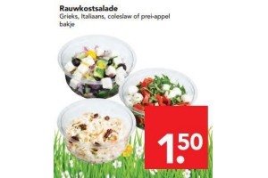 rauwkostsalade grieks italiaans coleslaw of prei appel bakje