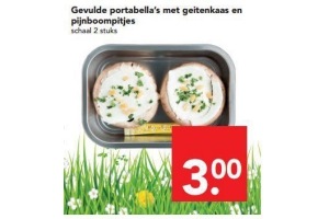 gevulde portabella s met geitenkaas en pijnboompitjes schaal 2 stuks