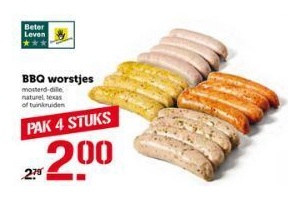 bbq worstjes 4 stuks voor eur2 00