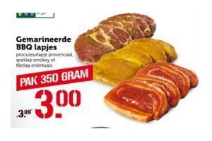 gemarineerde bbq lapjes 350 gram voor eur3 00