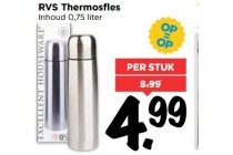 rvs thermosfles inhoud 0 75 liter