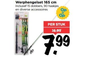 werphengelset 165 cm inclusief 15 dobbers 90 haakjes en diverse accessoires