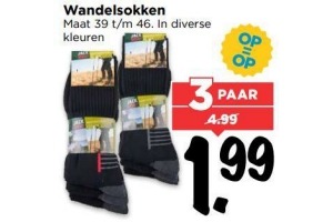 wandelsokken maat 39 t m 46 in diverse kleuren