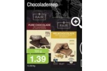 chocoladereep fair pure of melk chocolade 100 gram