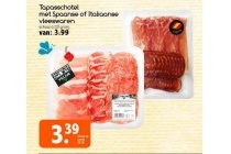 tapasschotel met spaanse of italiaanse vleeswaren