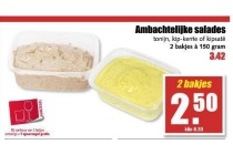 ambachtelijke salades 2 bakjes a 150 gram voor eur2 50