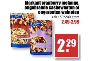 markant cranberry melange ongebrande cashewnoten of ongezouten walnoten voor eur2 29