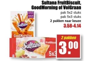 sultana fruitbiscuit goodmorning of volgraan 2 pakken voor eur3 00