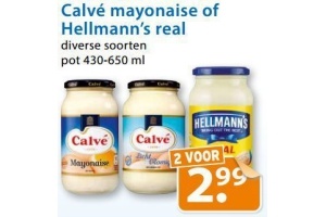 calve mayonaise of hellmann s real