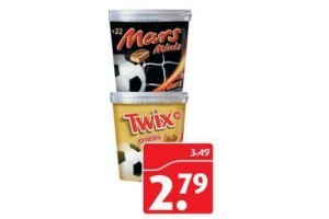 mars snickers en twix mini beker