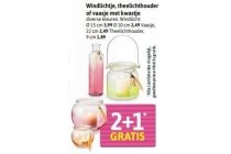 windlichtje theelichthouder of vaasje met kwastje