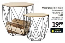 opbergmand met deksel hout metaal 45x39x41 cm eur24 99 en 40x35x39 cm eur19 99