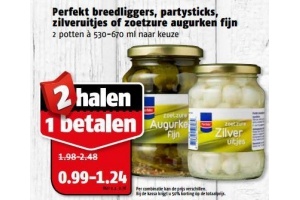 perfekt breedliggers partysticks zilveruitjes of zoetzure augurken fijn