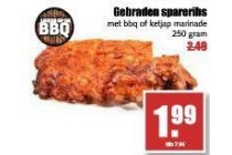 gebraden spareribs met bbq of ketjap marinade 250 gram