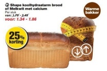 shape koolhydraatarm brood of melkwit met calcium