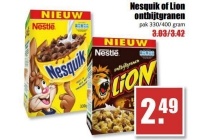 nesquik of lion ontbijtgranen pak 330 400 gram