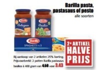 barilla pasta pastasaus of pesto alle soorten