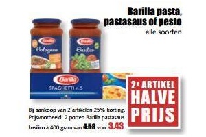barilla pasta pastasaus of pesto alle soorten