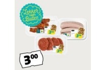 barbecuevlees vis of marinade per bakje of doosje met 3 flesjes eur3