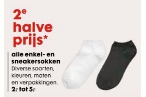 2e halve prijs alle enkel en sneakersokken