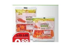 plus geschrapte wortels wortelrondjes of 3 kleuren wortelmix